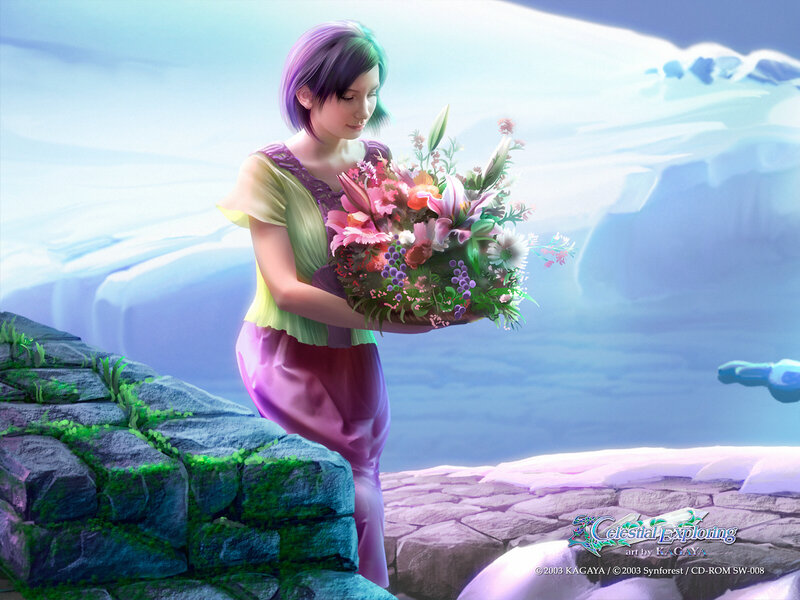 Girl holding a bouquet of flowers