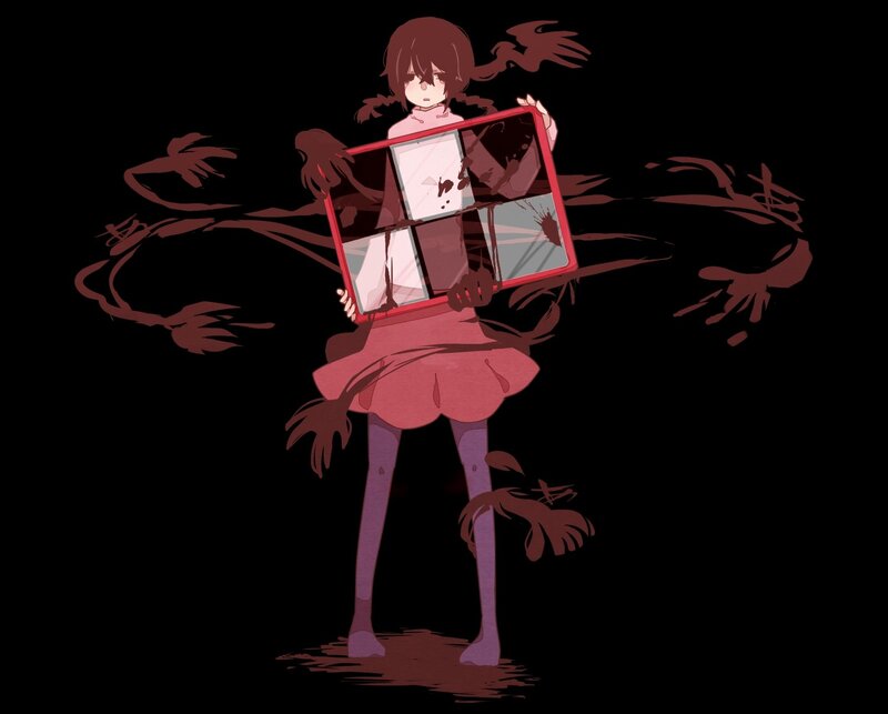 girl holding a broken mirror