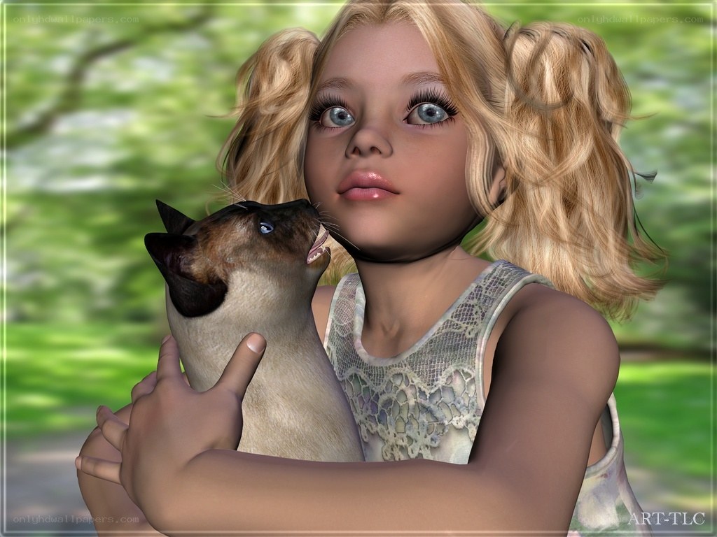 girl holding a cat