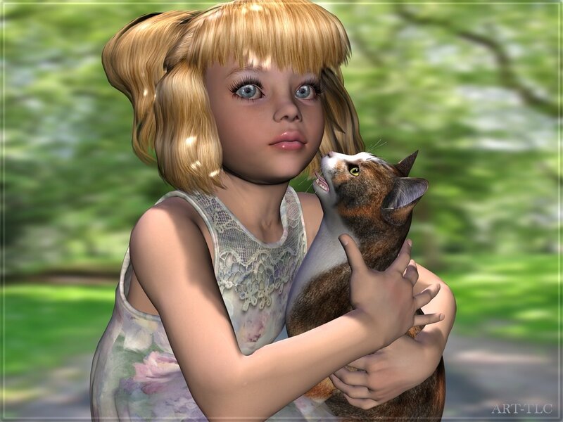 girl holding a cat