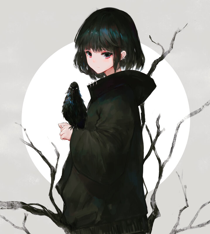 Girl Holding a Crow