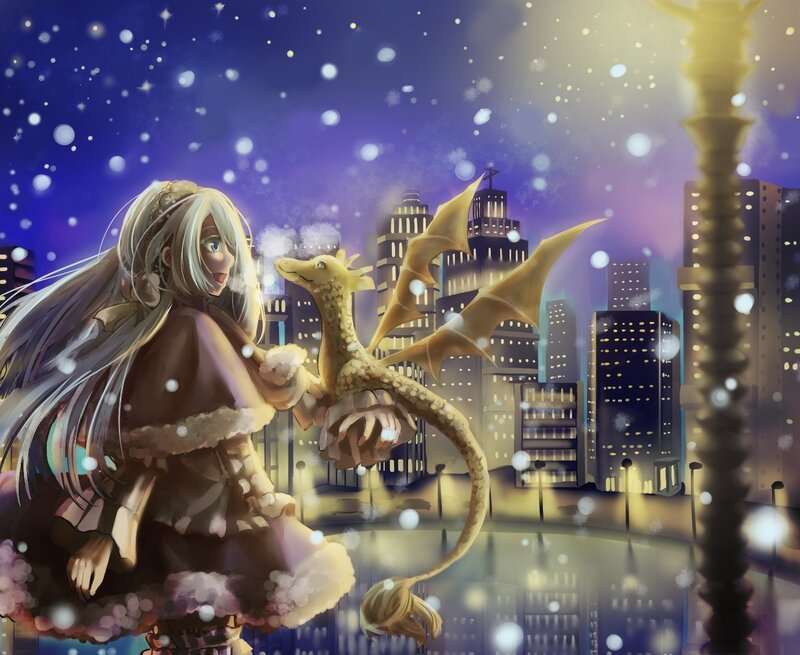 Girl Holding a Dragon — Purple