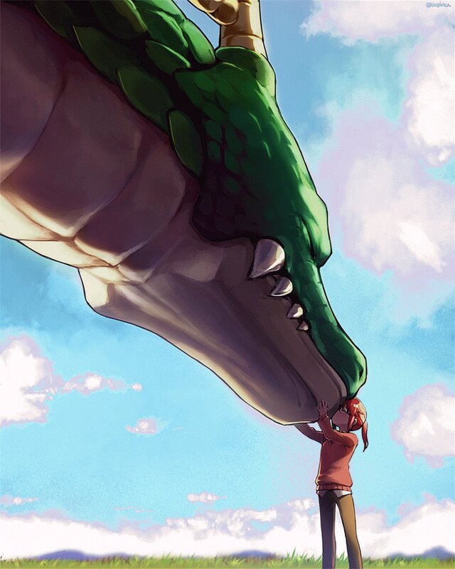 Girl Holding a Dragon's Head