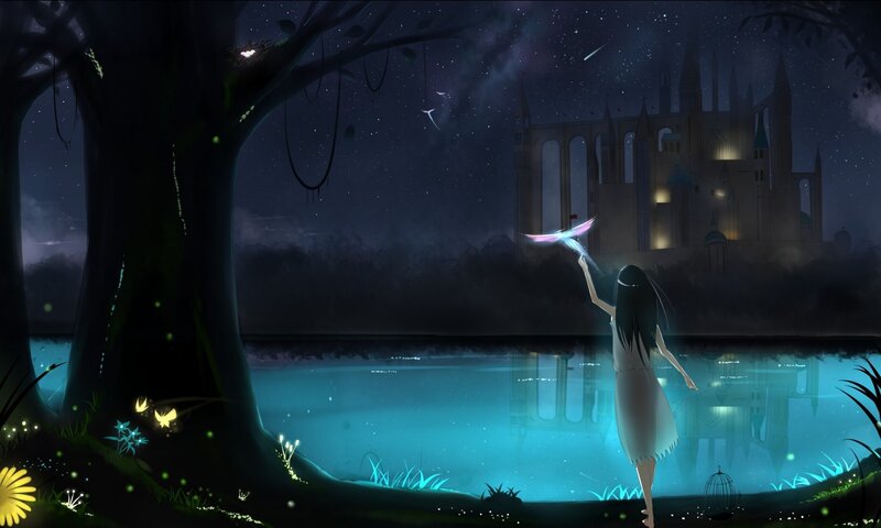 Girl Holding a Glowing Bird