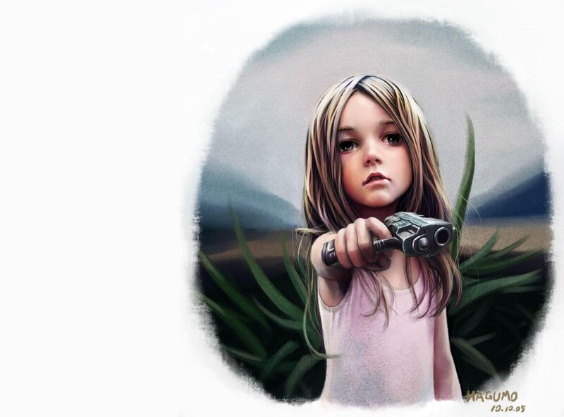 girl holding a gun
