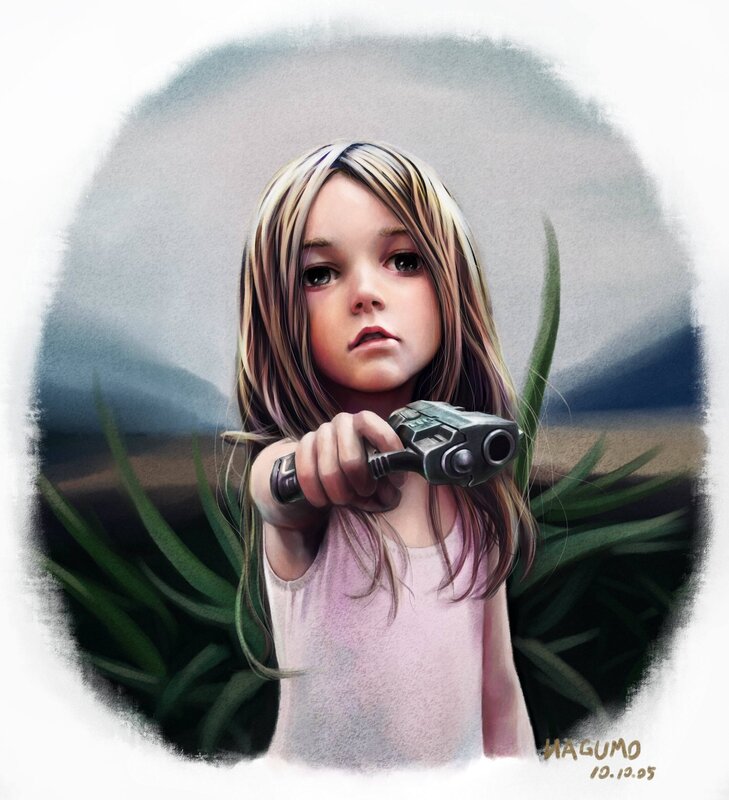 girl holding a gun