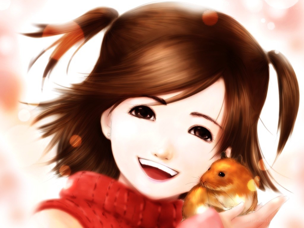 girl holding a hamster