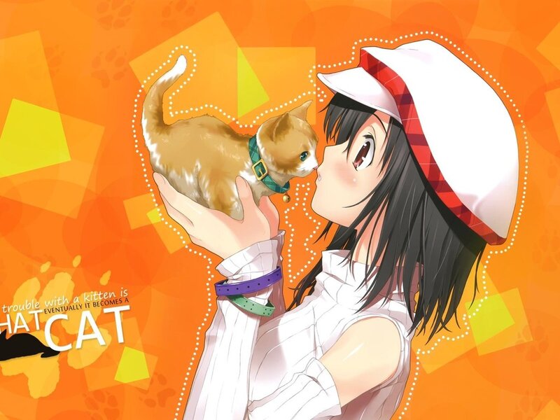 Girl Holding a Kitten — Orange