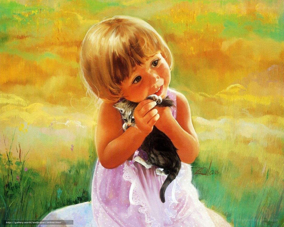 Girl holding a kitten