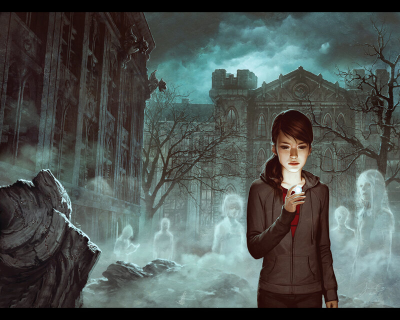 Girl Holding a Light — Gray, Dark