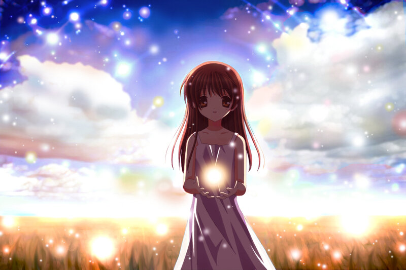 girl holding a light in a field