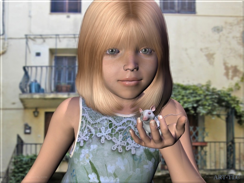 Girl holding a mouse