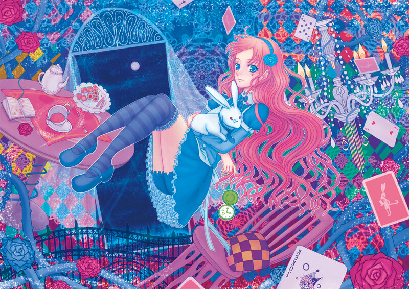 Girl Holding a Rabbit — Blue