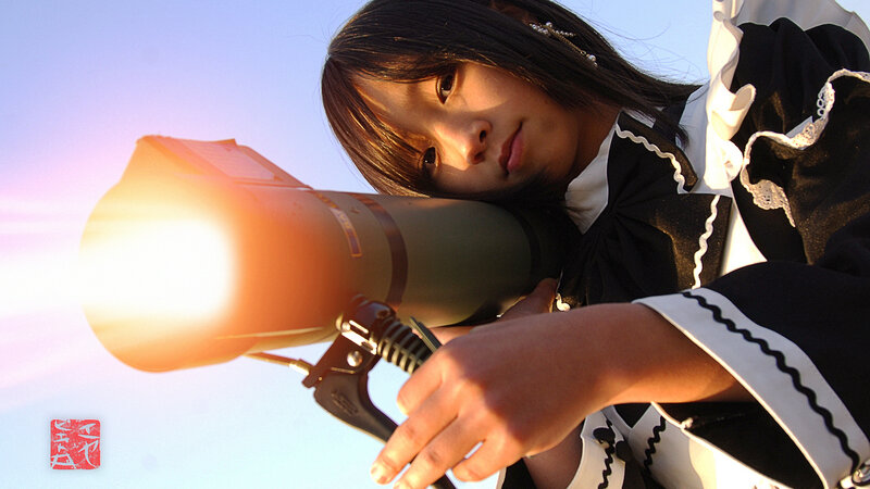 girl holding a rocket launcher