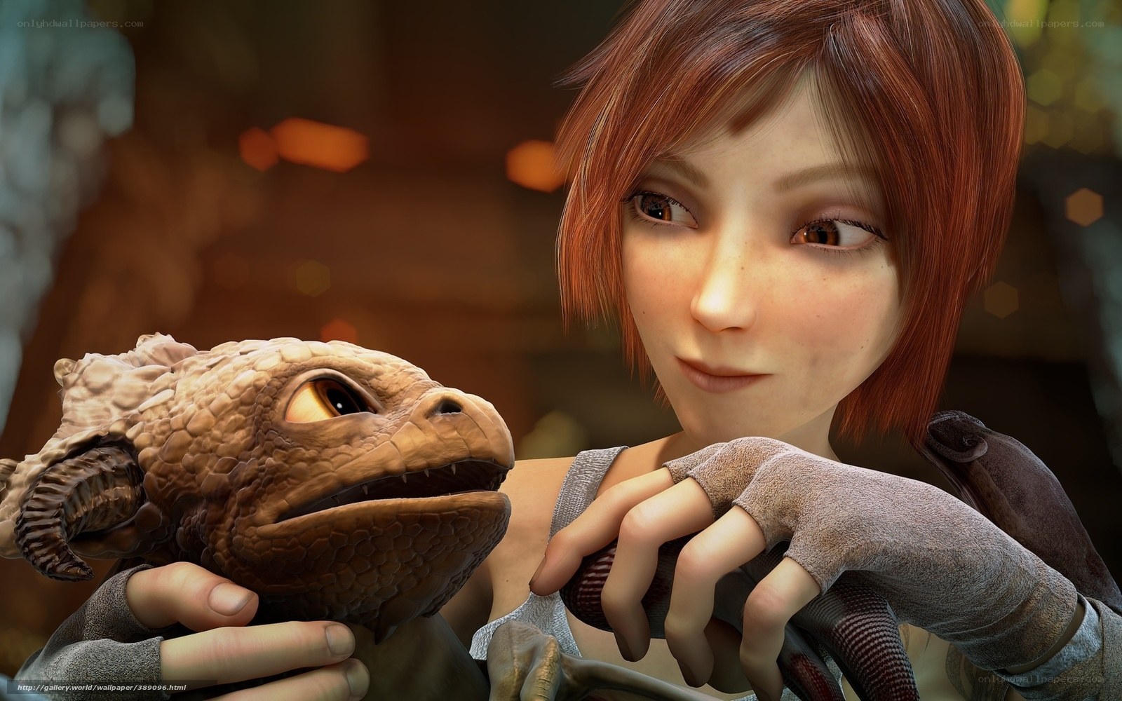 girl holding a small dragon
