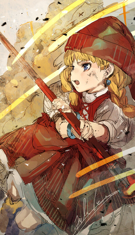 Girl Holding a Spear