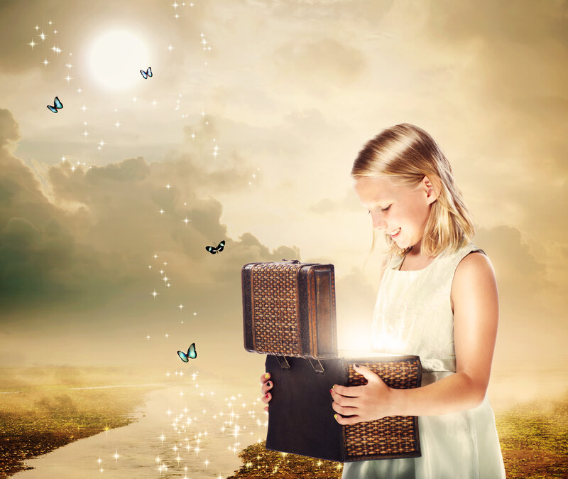 Girl Holding a Suitcase