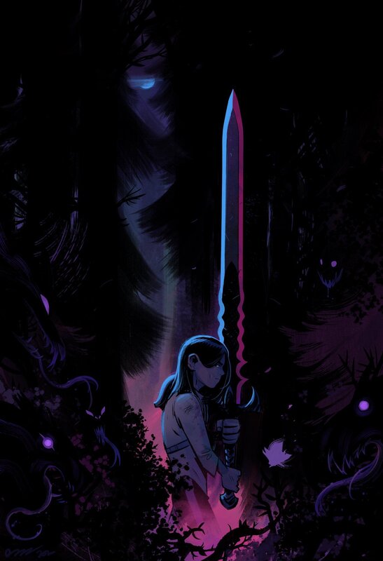 Girl Holding a Sword — Purple