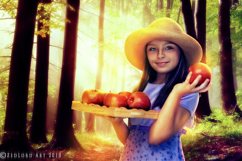 Girl Holding Apples