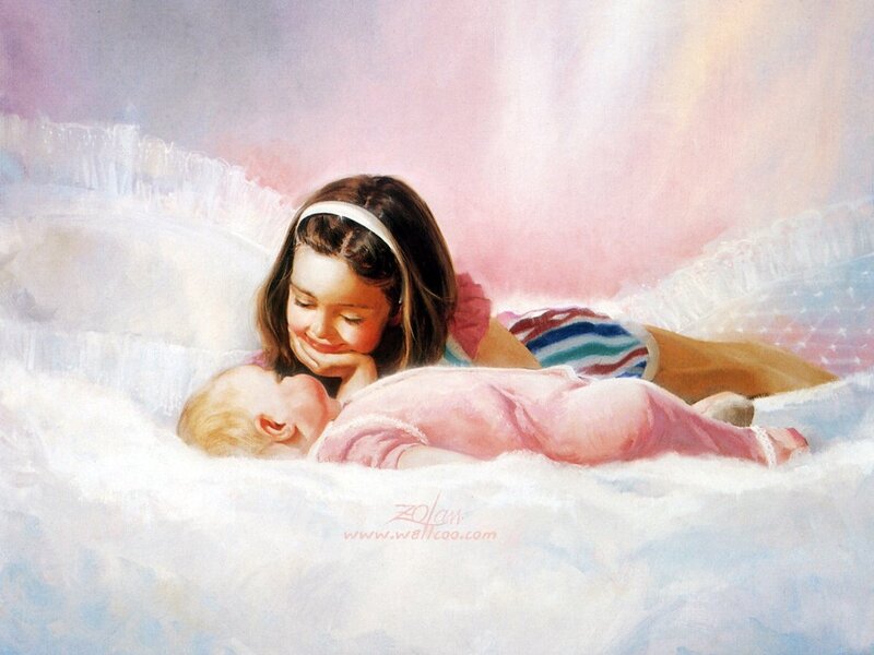 Girl Holding Baby — Pink