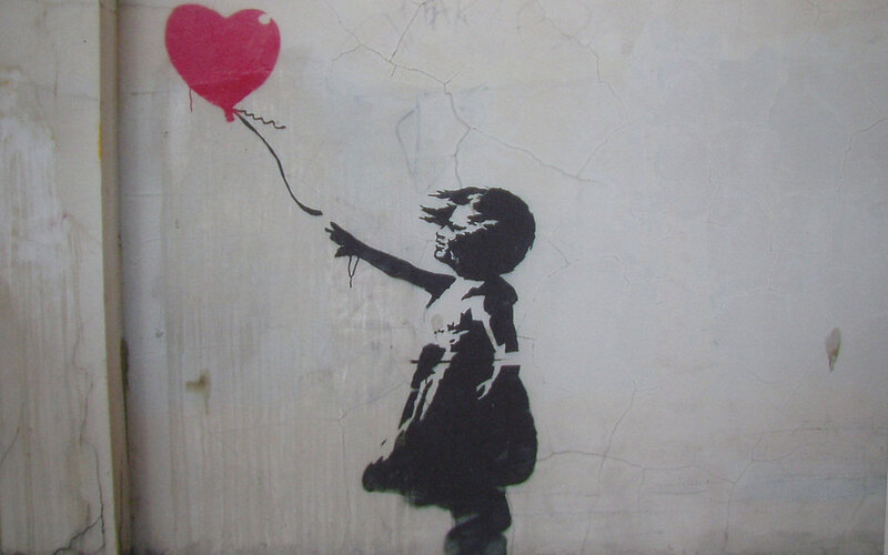 Girl Holding Balloon — Black