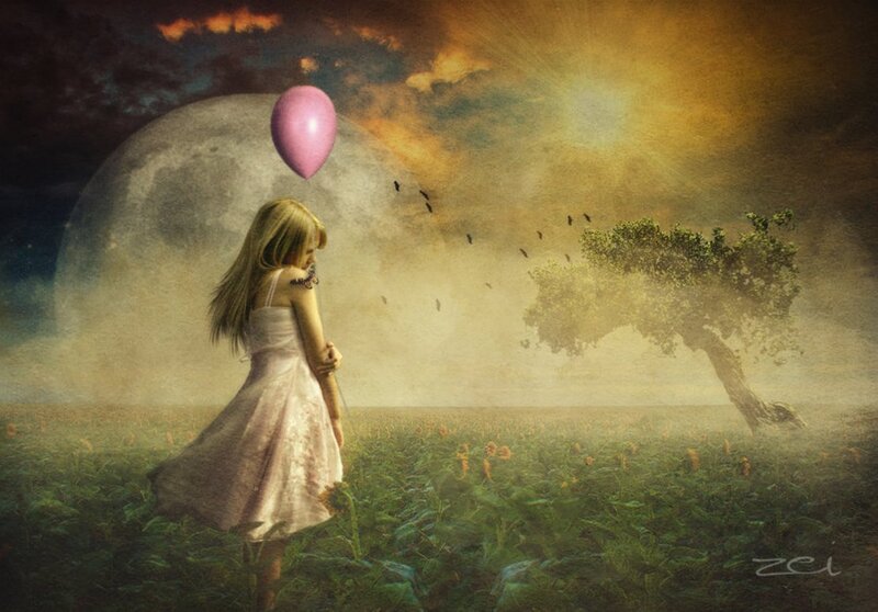 Girl Holding Balloon — Pink