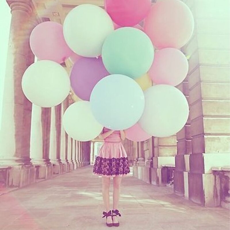 Girl Holding Balloons — Pink
