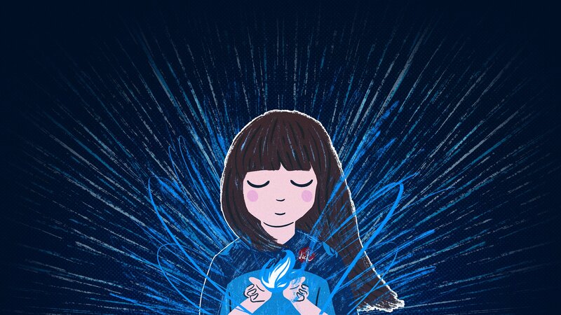 Girl Holding Blue Flame