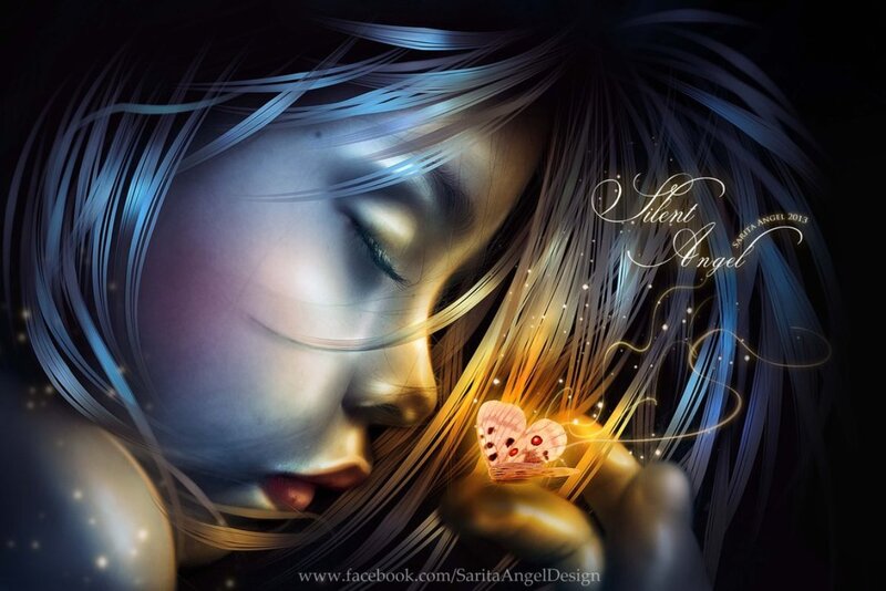 Girl Holding Butterfly — Blue