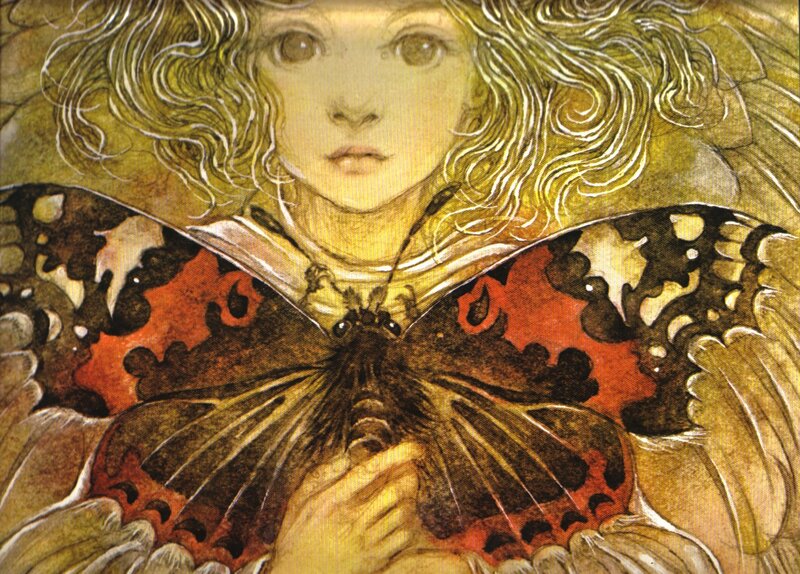 Girl Holding Butterfly — Yellow