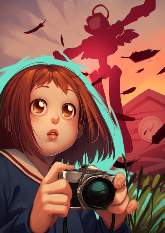 Girl Holding Camera — Teal