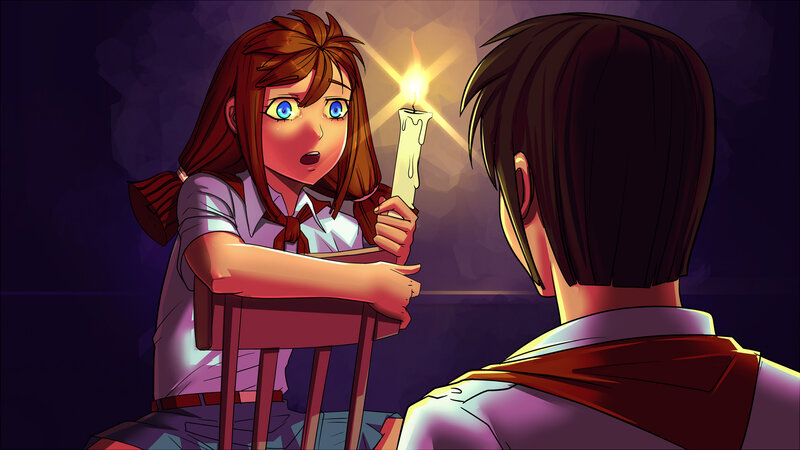 Girl Holding Candle — Purple, Dramatic