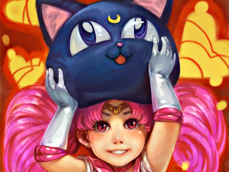 Girl Holding Cat Head