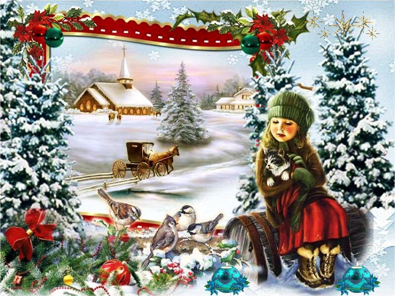 Girl Holding Cat in Snow — White