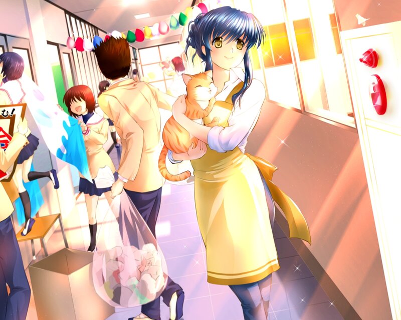 Girl Holding Cat — Yellow