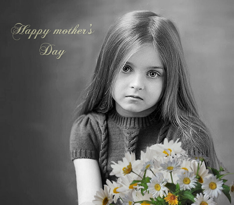 Girl Holding Daisies — White