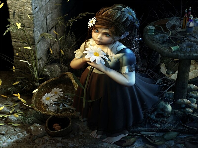 Girl Holding Daisy Flower