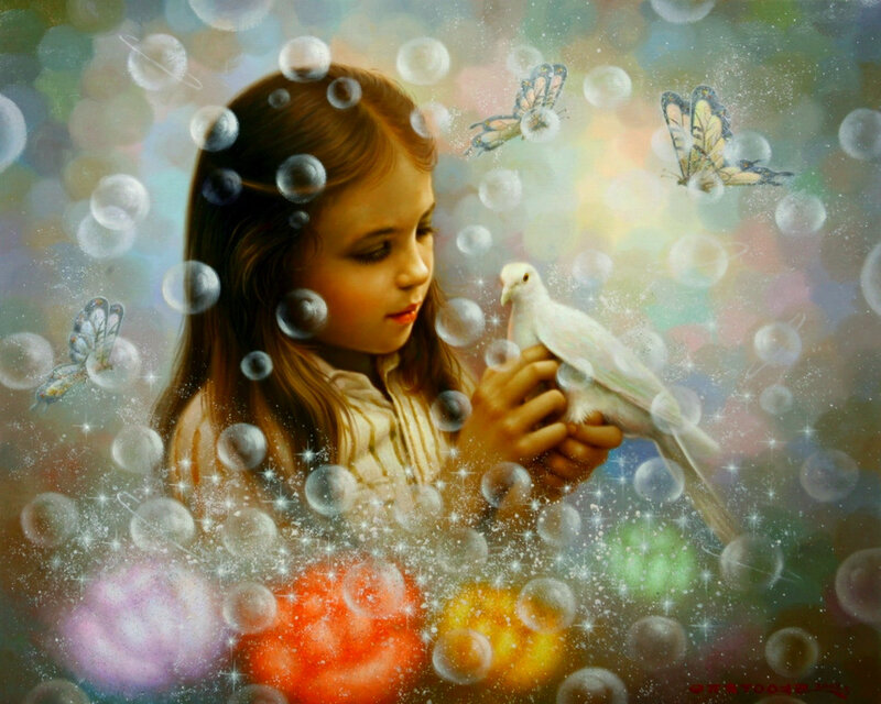 Girl Holding Dove