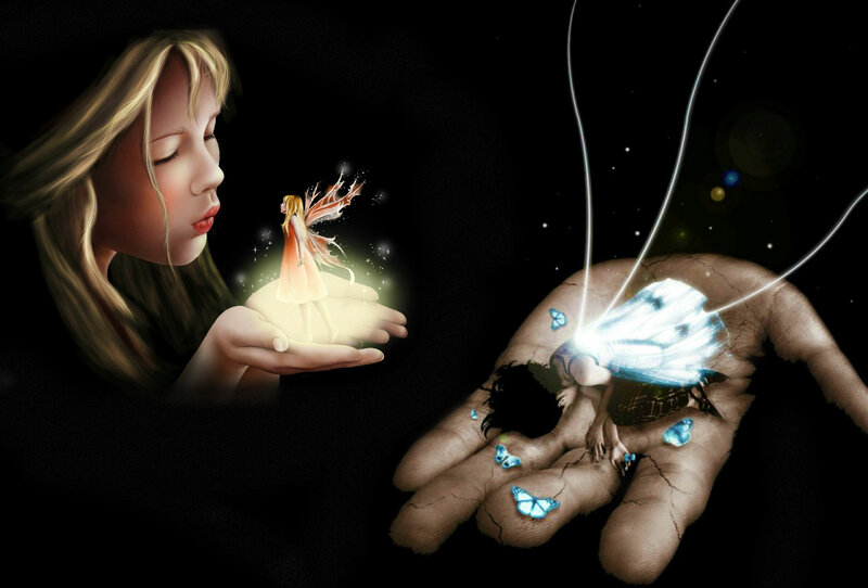 Girl Holding Fairies