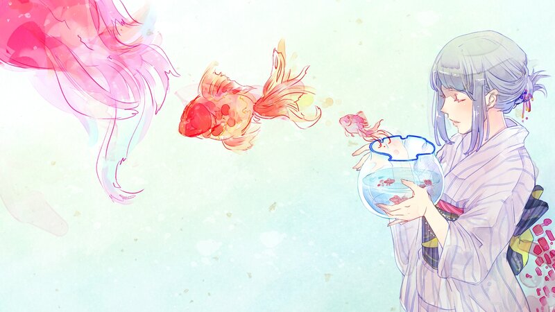 Girl Holding Fishbowl — Pink