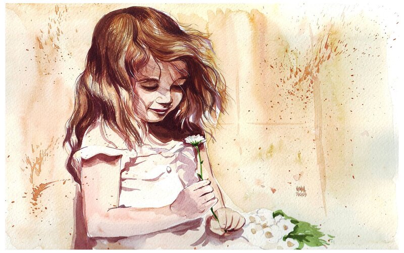 Girl Holding Flower — Brown