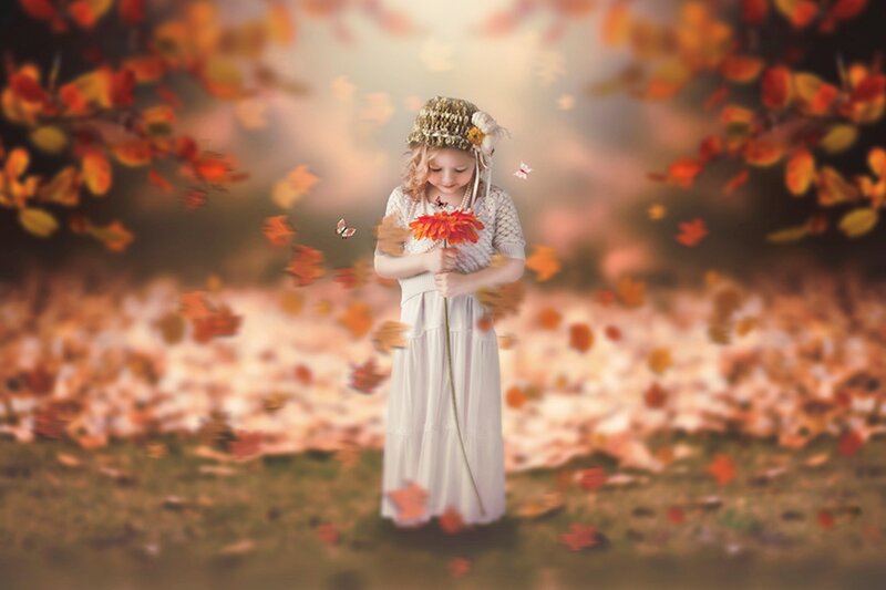 Girl Holding Flower — Orange