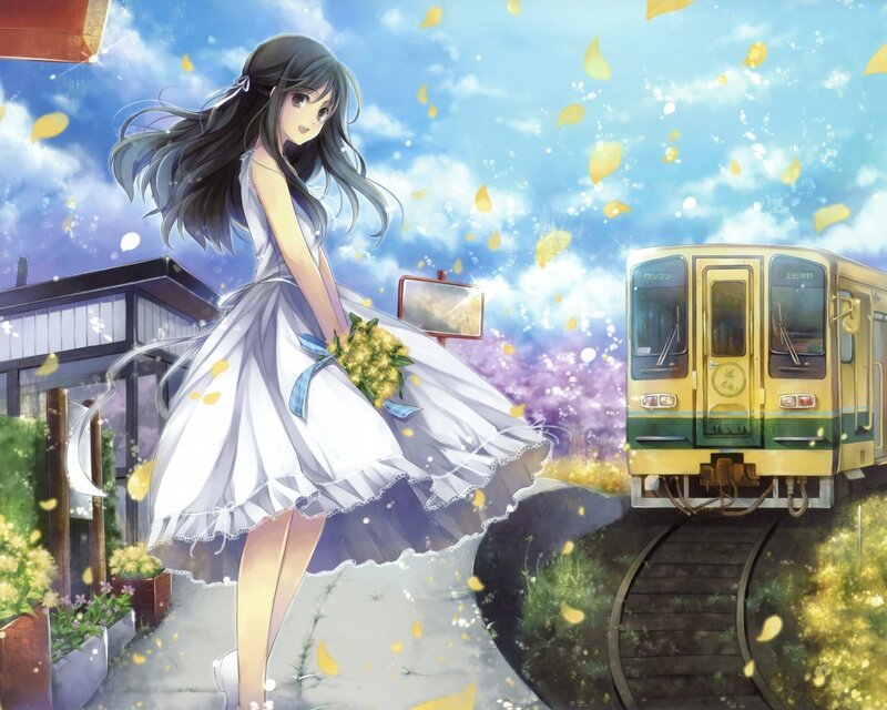 Girl Holding Flowers — Blue, Serene, Spring