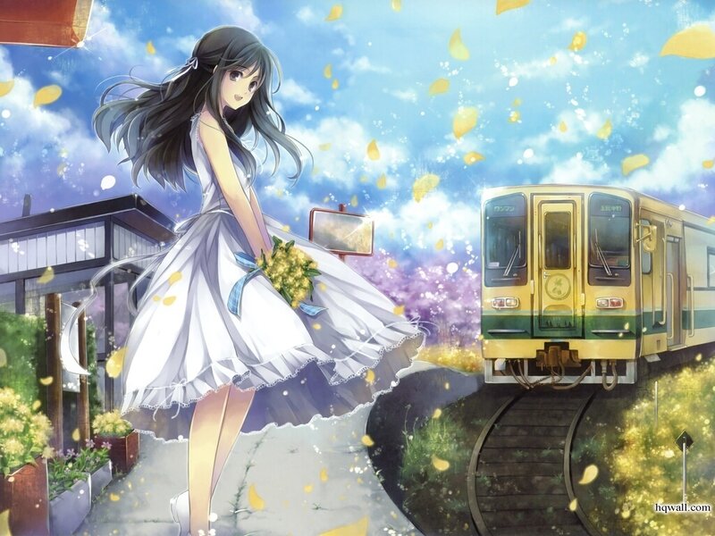 Girl Holding Flowers — Blue