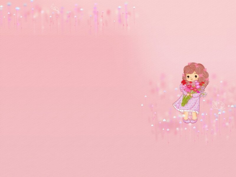 Girl Holding Flowers — Pink, Sweet