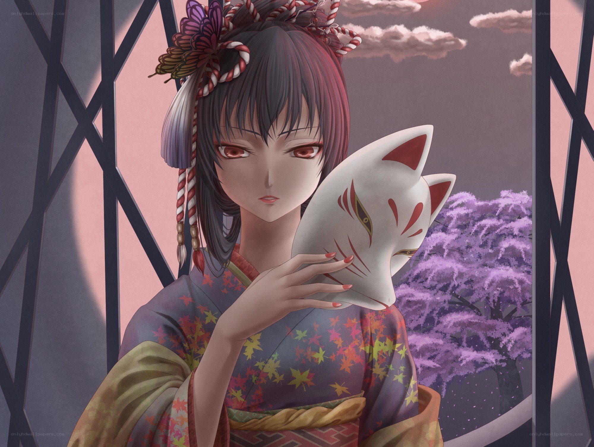 girl holding fox mask