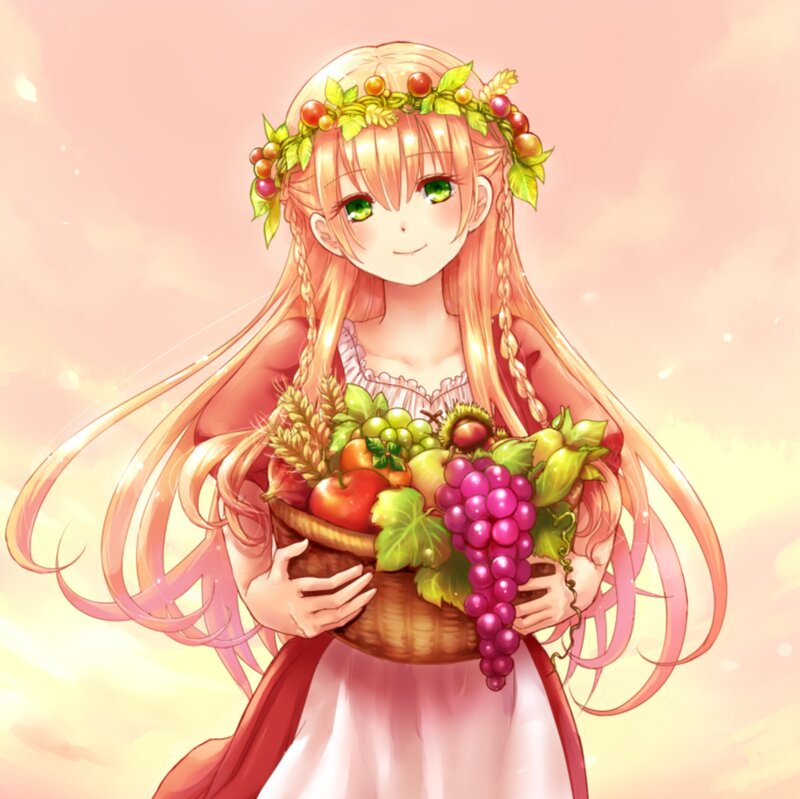Girl Holding Fruit Basket — Pink