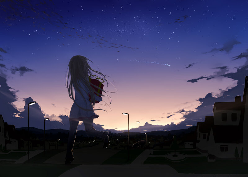 Girl Holding Gift Box — Blue