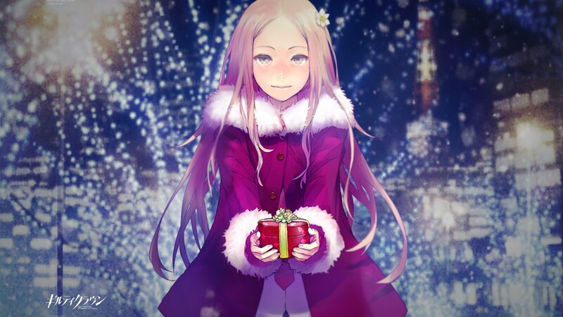 girl holding gift in winter