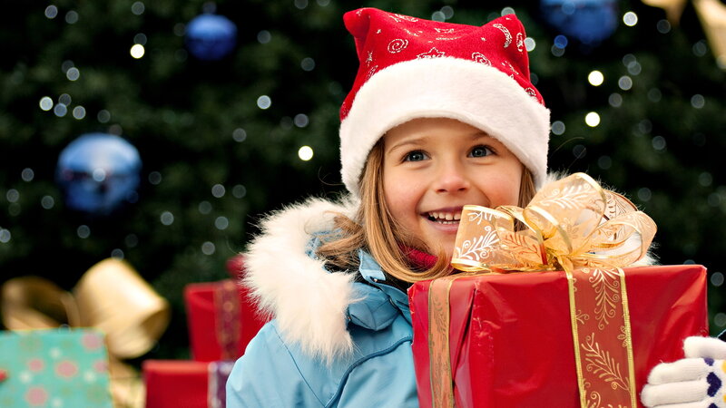 Girl Holding Gift — Red
